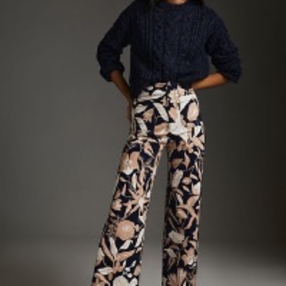 Anthropologie Collette Cropped Wide-Leg Pants - Jo Faulkner design - Size 24